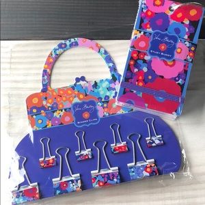 2pc SET VERA BRADLEY INDEX CARDS & 8 BINDER CLIPS